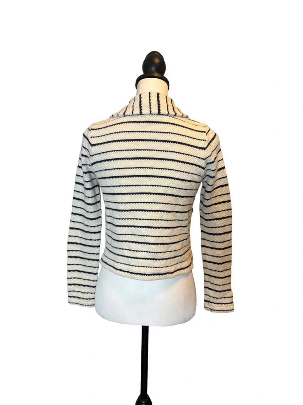 Madewell Cream and Navy Striped Button-Front Knit. XS